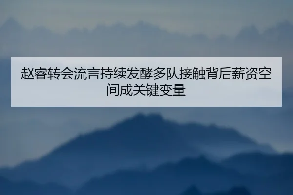 赵睿转会流言持续发酵多队接触背后薪资空间成关键变量